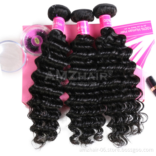 Deep Wave Raw Mink Peruvian Human Virgin Cuticle Aligned Hair 3 Bundles Vendor Cheap Natural Remy Human Hair Extension Wholesale
